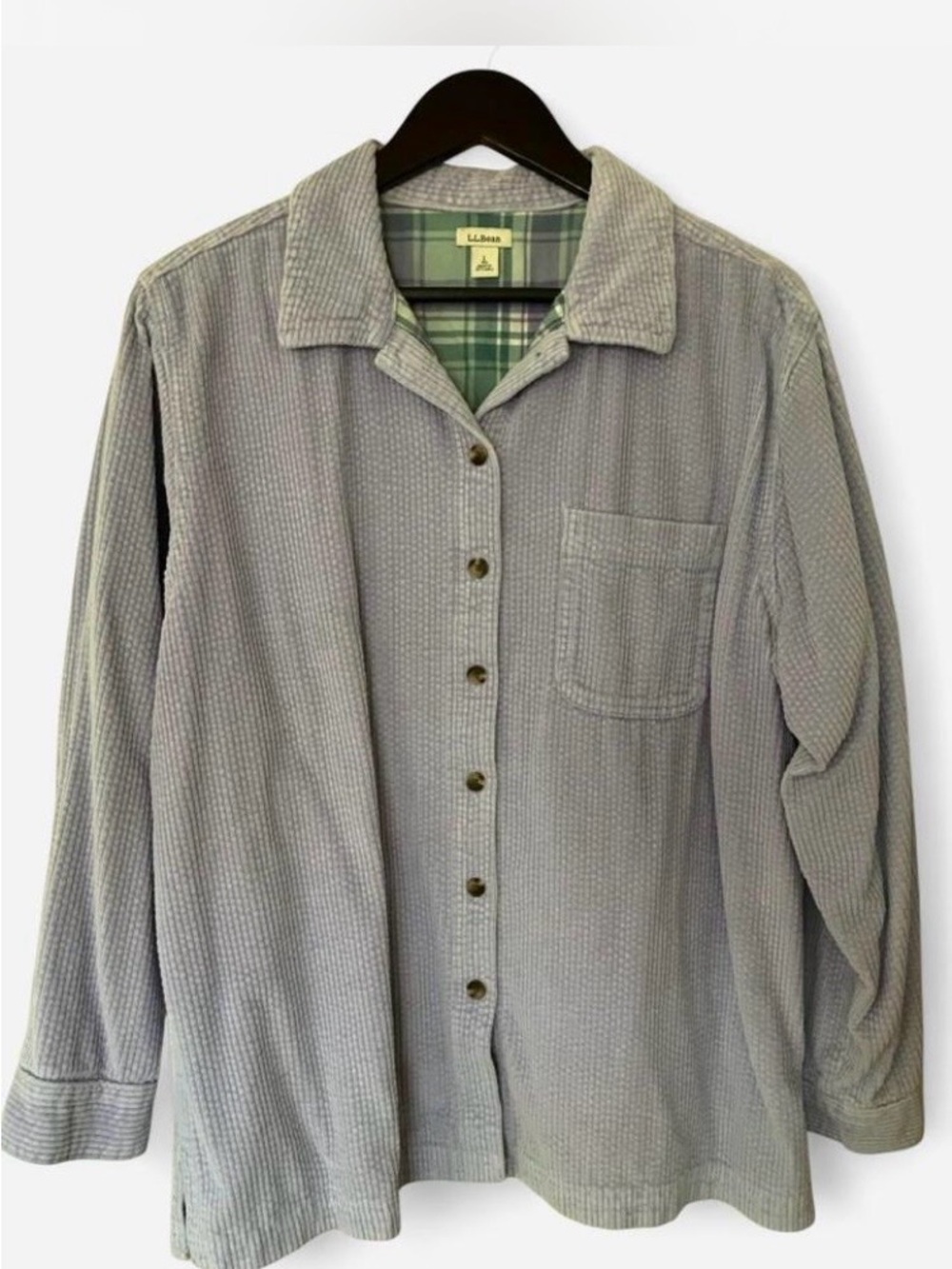 L.L. Bean Women's Lavender Corduroy Button-Up Shirt Jacket Size Large